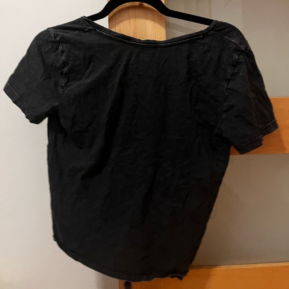 Zara tied in front deep V tee dark grey colour - Picture 2 of 2